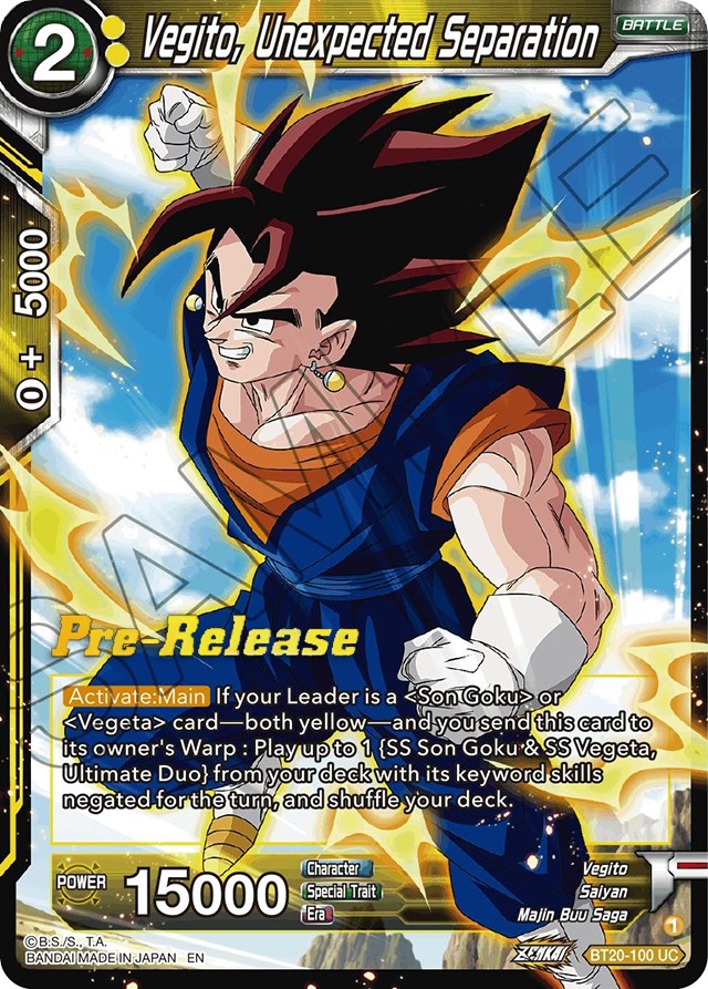 Vegito, Unexpected Separation (BT20-100) [Power Absorbed Prerelease Promos] | Tables and Towers