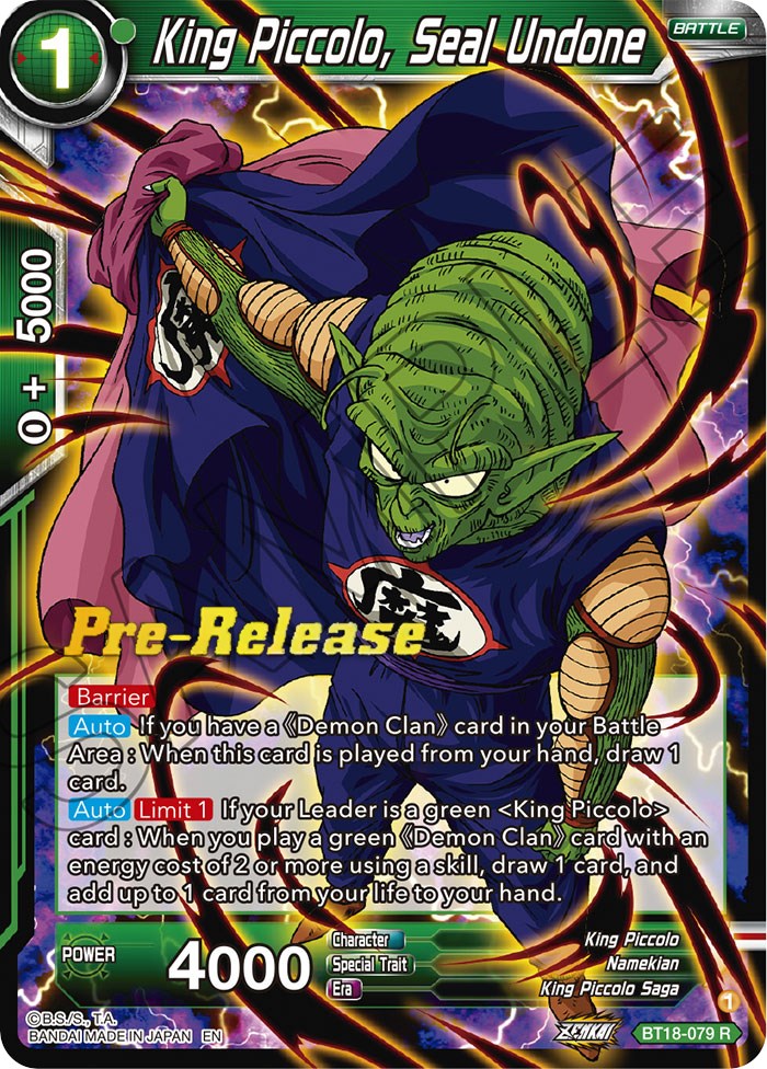 King Piccolo, Seal Undone (BT18-079) [Dawn of the Z-Legends Prerelease Promos] | Tables and Towers