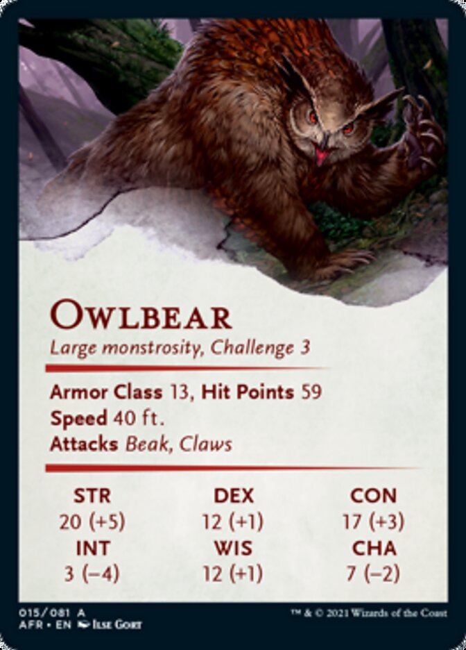 Owlbear Art Card [Dungeons & Dragons: Adventures in the Forgotten Realms Art Series] | Tables and Towers