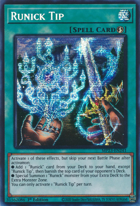 Runick Tip [MP23-EN241] Prismatic Secret Rare | Tables and Towers