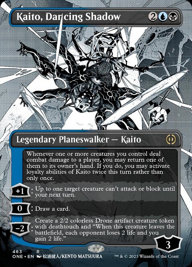 Kaito, Dancing Shadow (Borderless Manga Step-and-Compleat Foil) [Phyrexia: All Will Be One] | Tables and Towers