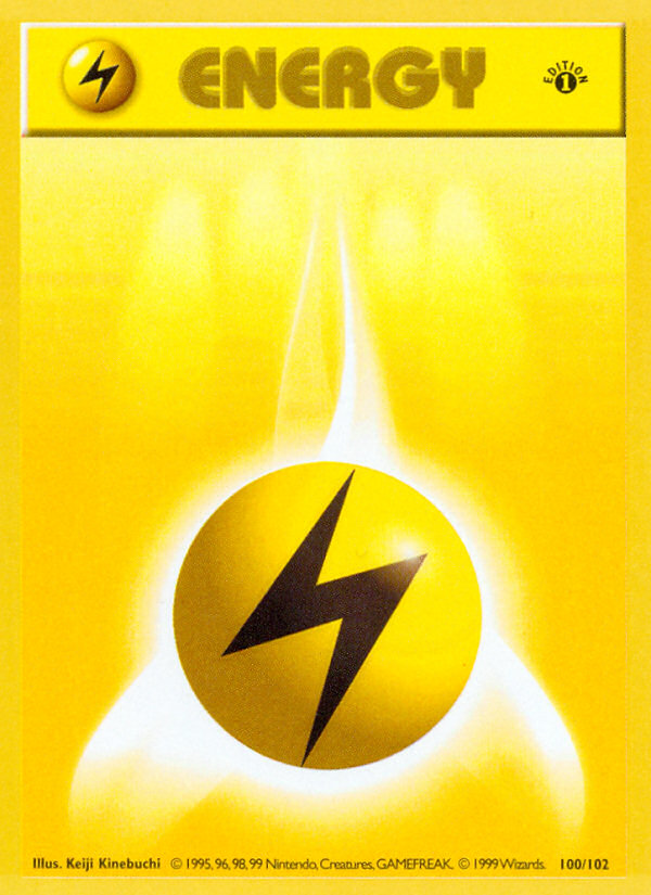 Lightning Energy (100/102) (Shadowless) [Base Set 1st Edition] | Tables and Towers