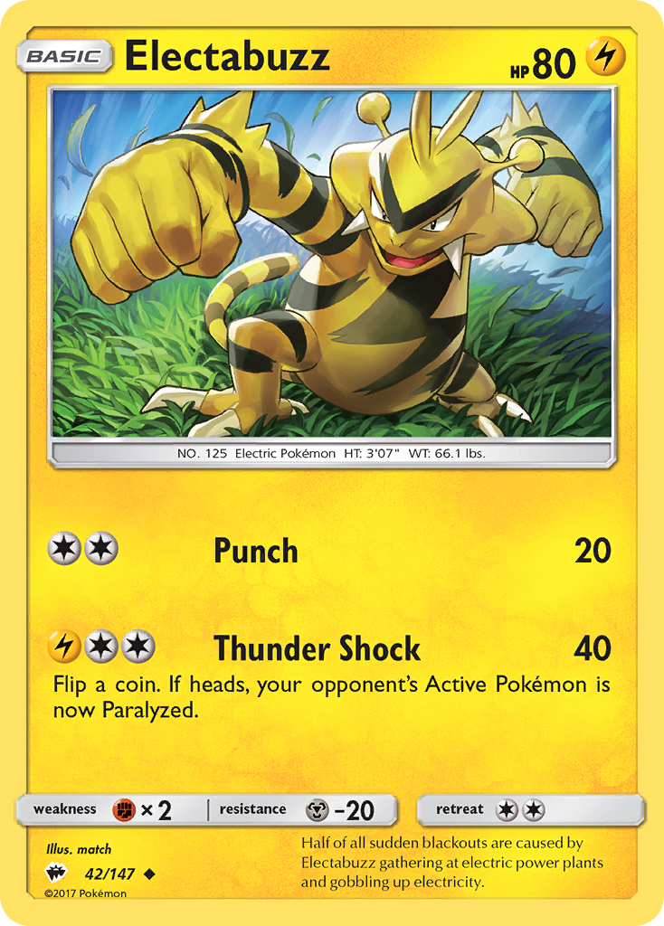 Electabuzz (42/147) [Sun & Moon: Burning Shadows] | Tables and Towers