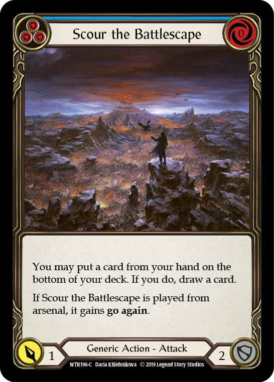 Scour the Battlescape (Blue) [WTR196-C] (Welcome to Rathe)  Alpha Print Rainbow Foil | Tables and Towers