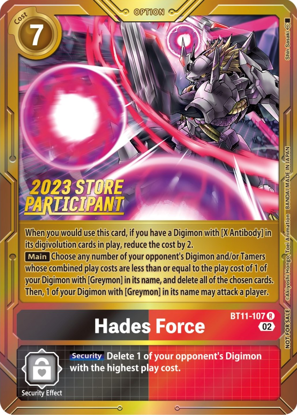 Hades Force [BT11-107] (2023 Store Participant) [Dimensional Phase Promos] | Tables and Towers