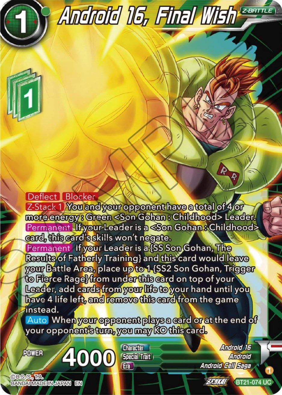 Android 16, Final Wish (BT21-074) [Wild Resurgence] | Tables and Towers