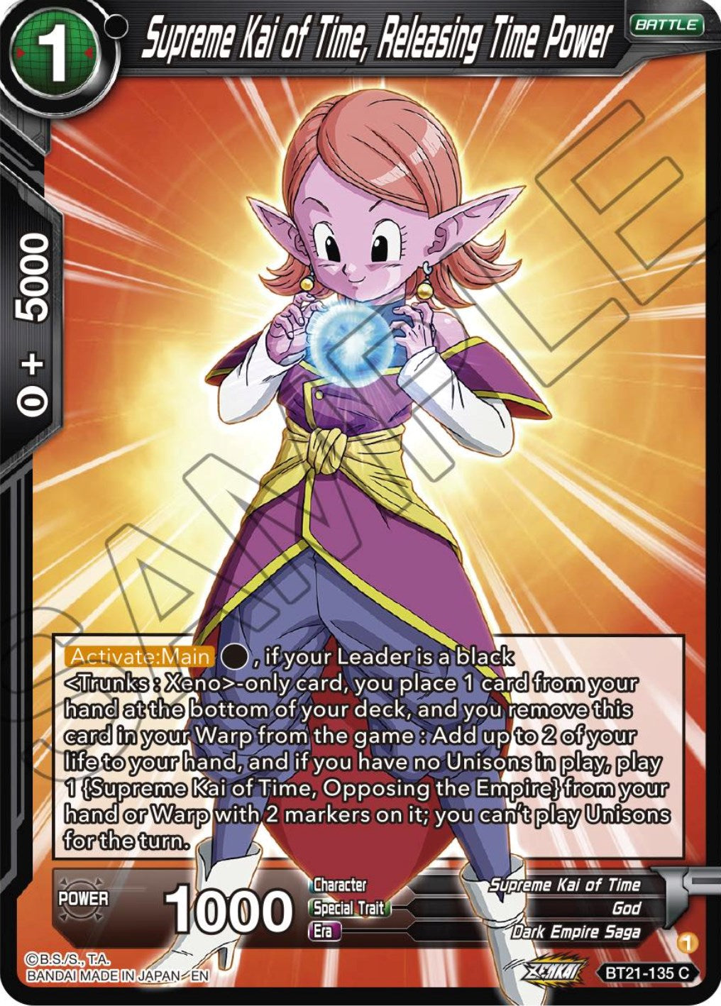 Supreme Kai of Time, Releasing Time Power (BT21-135) [Wild Resurgence] | Tables and Towers