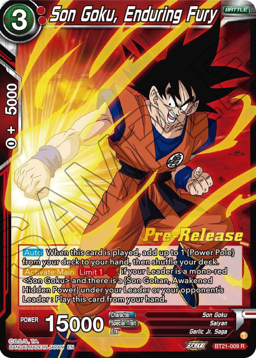 Son Goku, Enduring Fury (BT21-009) [Wild Resurgence Pre-Release Cards] | Tables and Towers