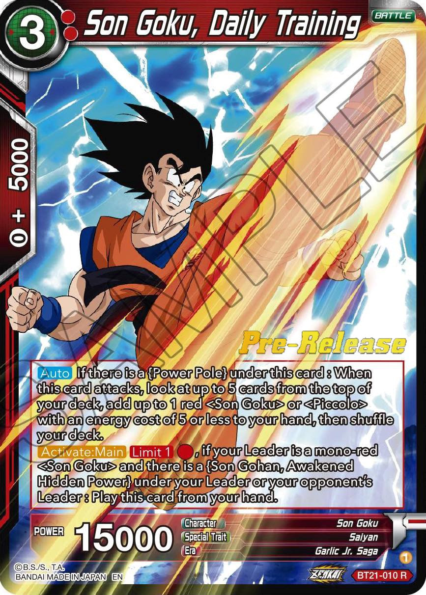 Son Goku, Daily Training (BT21-010) [Wild Resurgence Pre-Release Cards] | Tables and Towers