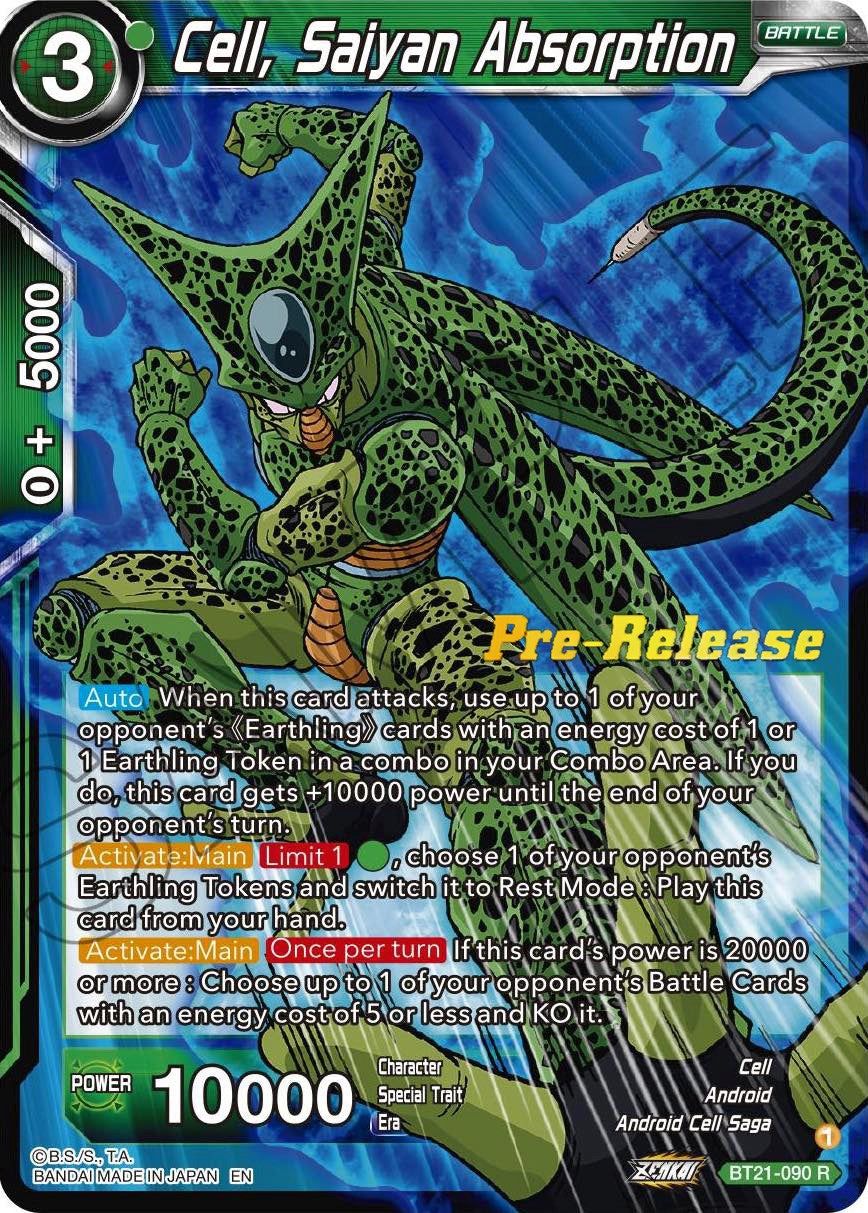 Cell, Saiyan Absorption (BT21-090) [Wild Resurgence Pre-Release Cards] | Tables and Towers