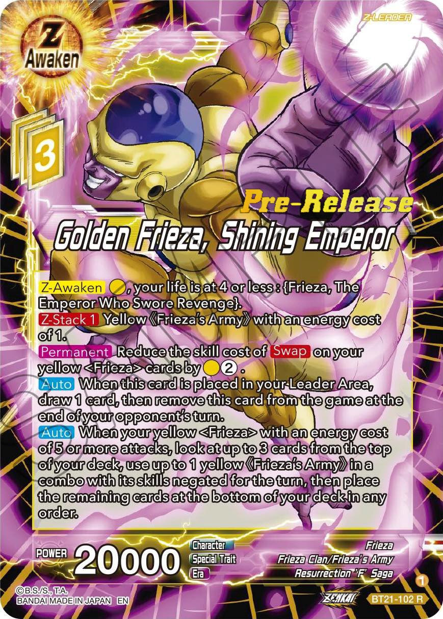 Golden Frieza, Shining Emperor (BT21-102) [Wild Resurgence Pre-Release Cards] | Tables and Towers