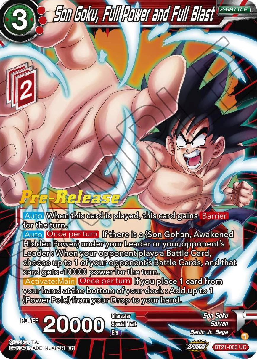 Son Goku, Full Power and Full Blast (BT21-003) [Wild Resurgence Pre-Release Cards] | Tables and Towers