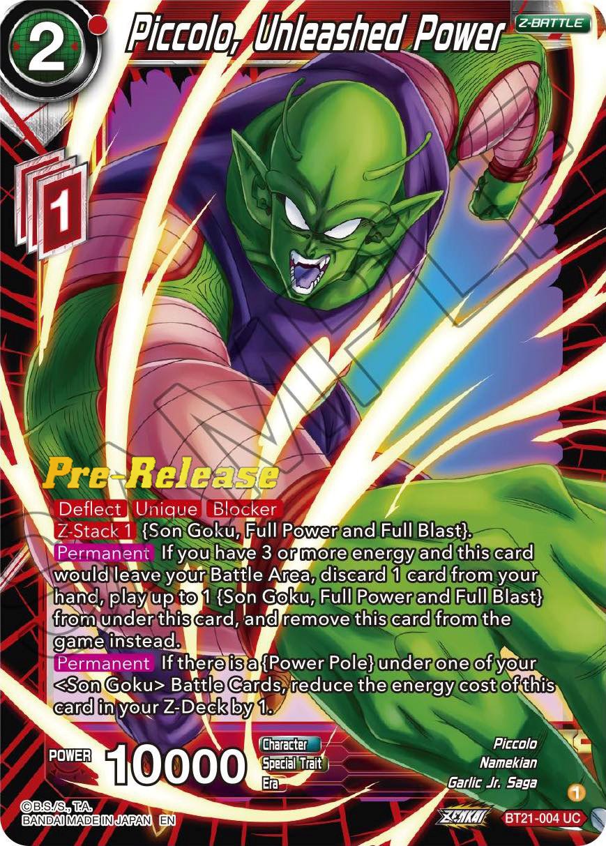 Piccolo, Unleashed Power (BT21-004) [Wild Resurgence Pre-Release Cards] | Tables and Towers