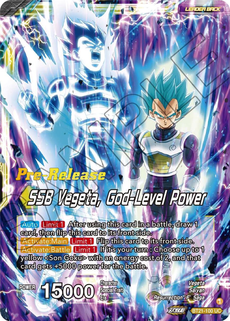 SSB Son Goku // SSB Vegeta, God-Level Power (BT21-100) [Wild Resurgence Pre-Release Cards] | Tables and Towers