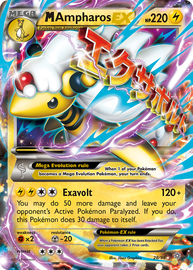 M Ampharos EX (28/98) [XY: Ancient Origins] | Tables and Towers