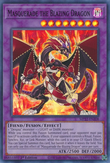 Masquerade the Blazing Dragon [MP22-EN208] Super Rare | Tables and Towers