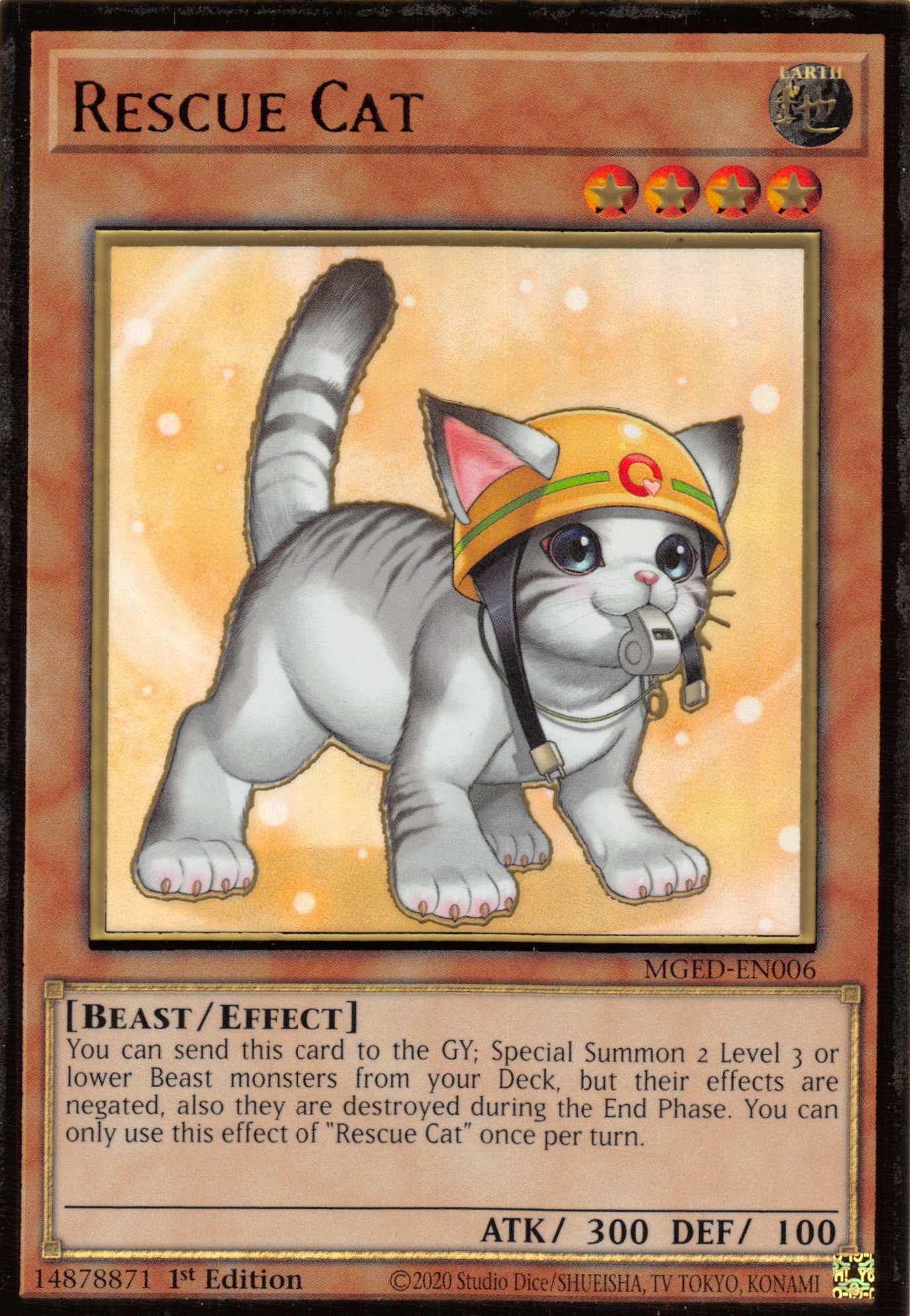 Rescue Cat (Alternate Art) [MGED-EN006] Gold Rare | Tables and Towers