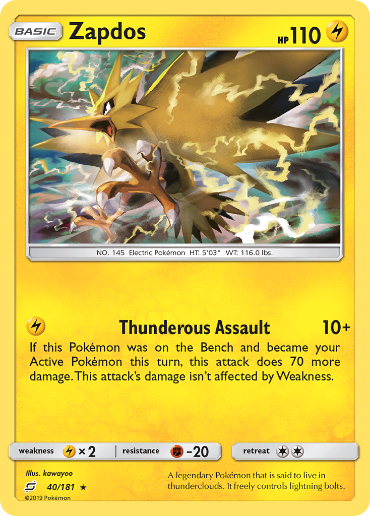 Zapdos (40/181) [Sun & Moon: Team Up] | Tables and Towers