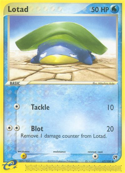 Lotad (67/100) [EX: Sandstorm] | Tables and Towers