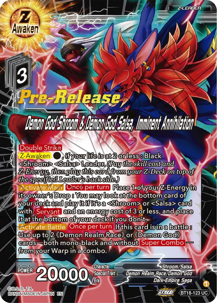 Demon God Shroom & Demon God Salsa, Imminent Annihilation (BT18-123) [Dawn of the Z-Legends Prerelease Promos] | Tables and Towers