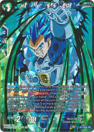 At All Costs Vegeta (Shatterfoil) (BT4-030) [Dragon Brawl] | Tables and Towers