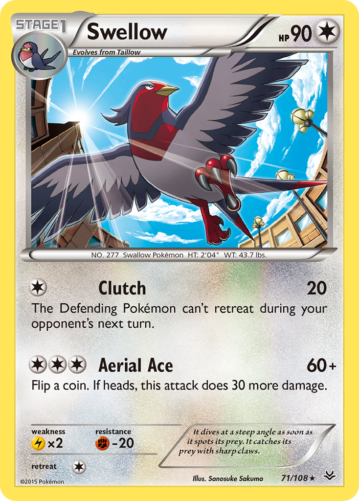 Swellow (71/108) [XY: Roaring Skies] | Tables and Towers