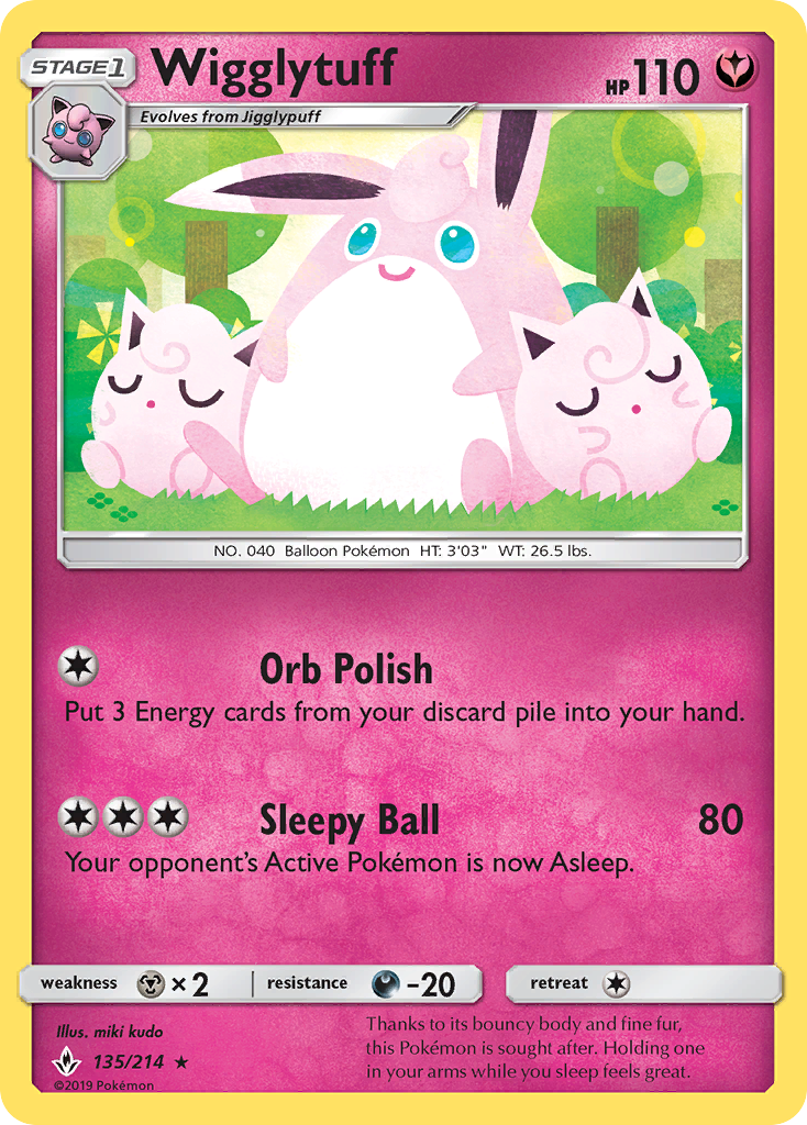 Wigglytuff (135/214) [Sun & Moon: Unbroken Bonds] | Tables and Towers