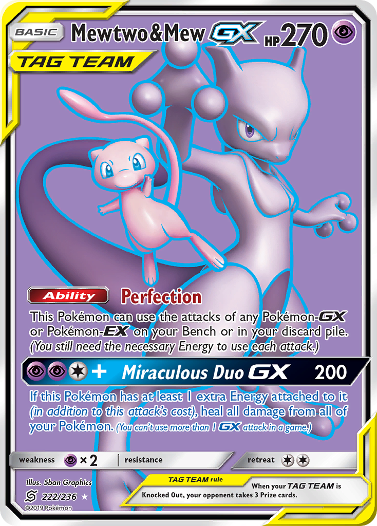 Mewtwo & Mew GX (222/236) [Sun & Moon: Unified Minds] | Tables and Towers