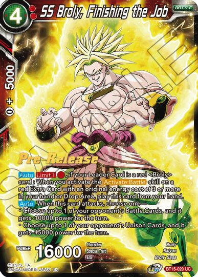 SS Broly, Finishing the Job (BT15-020) [Saiyan Showdown Prerelease Promos] | Tables and Towers