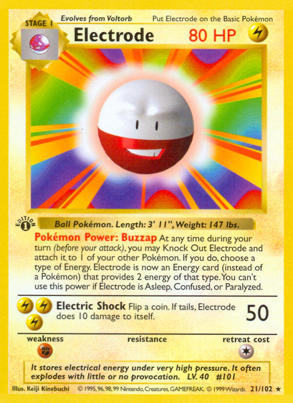 Electrode (21/102) (Shadowless) [Base Set 1st Edition] | Tables and Towers