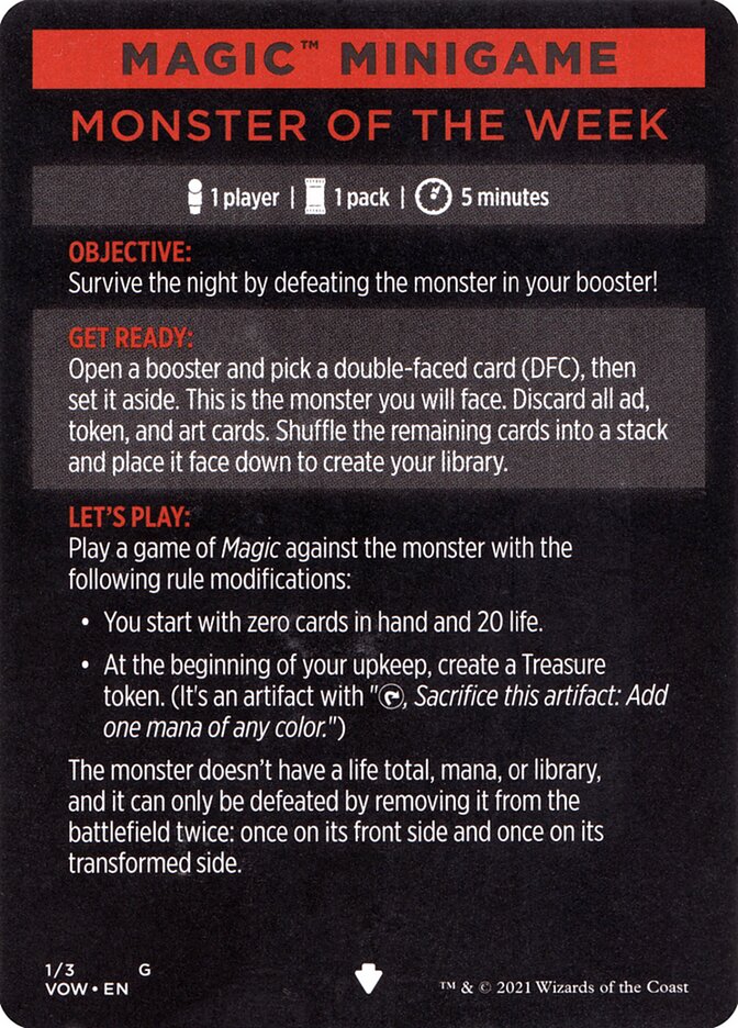 Monster of The Week (Magic Minigame) [Innistrad: Crimson Vow Minigame] | Tables and Towers