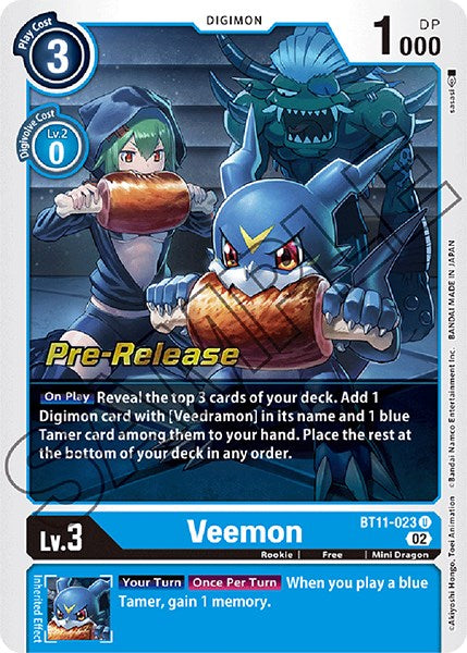 Veemon [BT11-023] [Dimensional Phase Pre-Release Promos] | Tables and Towers