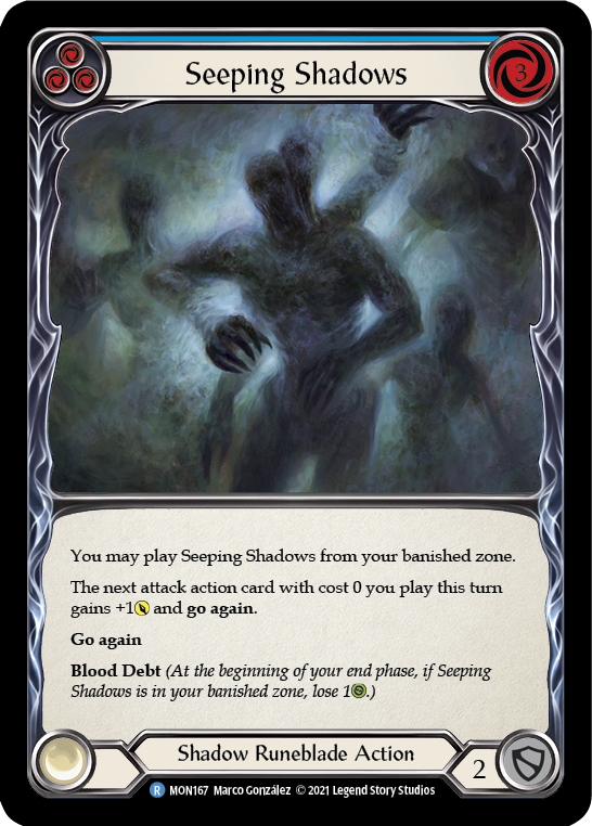 Seeping Shadows (Blue) [MON167-RF] (Monarch)  1st Edition Rainbow Foil | Tables and Towers