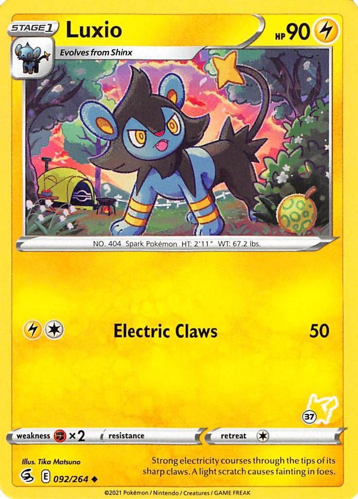 Luxio (092/264) (Pikachu Stamp #37) [Battle Academy 2022] | Tables and Towers