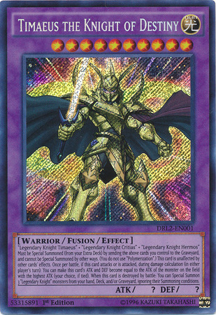 Timaeus the Knight of Destiny [DRL2-EN001] Secret Rare | Tables and Towers