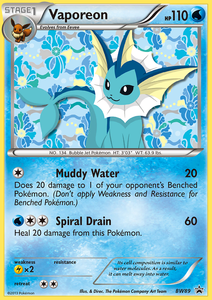 Vaporeon (BW89) [Black & White: Black Star Promos] | Tables and Towers