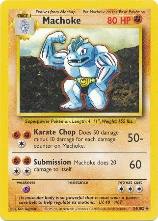 Machoke (34/102) [Base Set Unlimited] | Tables and Towers