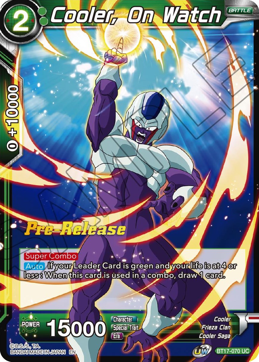 Cooler, On Watch (BT17-070) [Ultimate Squad Prerelease Promos] | Tables and Towers