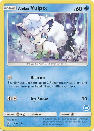 Alolan Vulpix (21/145) (Deck Exclusive #14) [Sun & Moon: Trainer Kit - Alolan Ninetales] | Tables and Towers