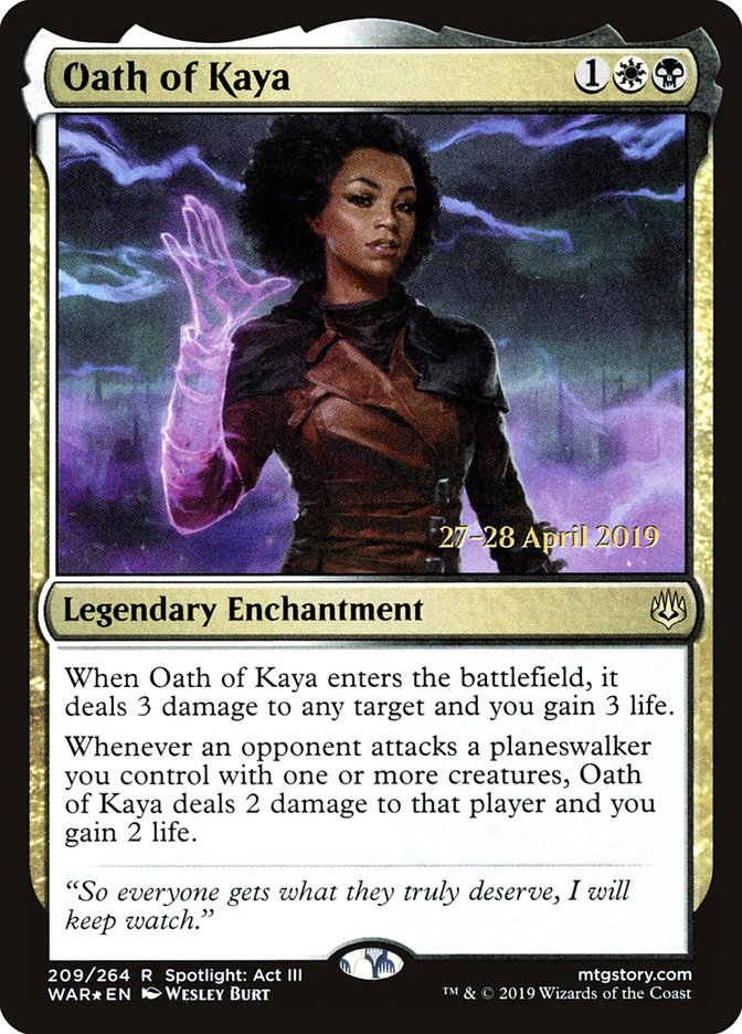 Oath of Kaya [War of the Spark Prerelease Promos] | Tables and Towers