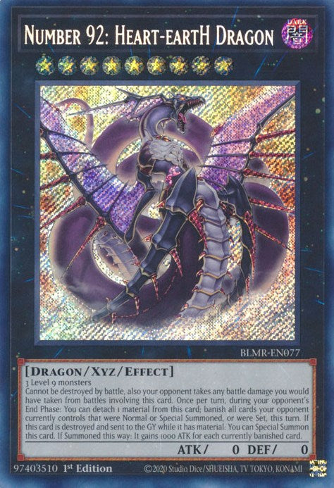 Number 92: Heart-eartH Dragon [BLMR-EN077] Secret Rare | Tables and Towers