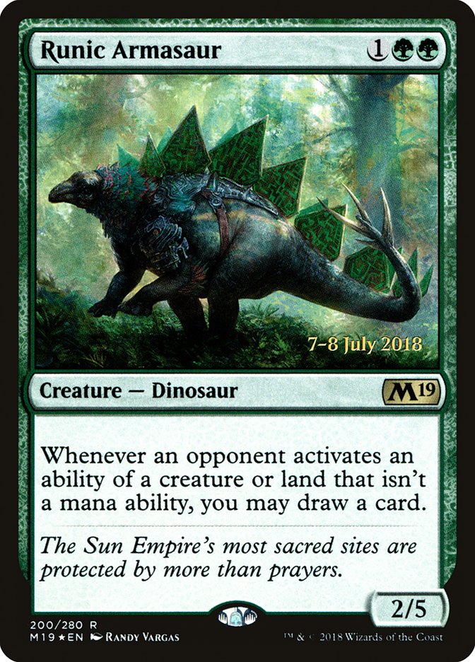 Runic Armasaur [Core Set 2019 Prerelease Promos] | Tables and Towers