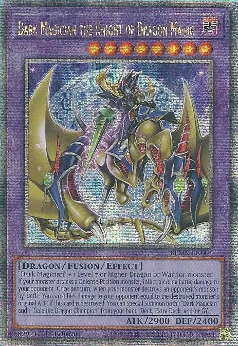 Dark Magician the Knight of Dragon Magic [BLMR-EN001] Quarter Century Secret Rare | Tables and Towers