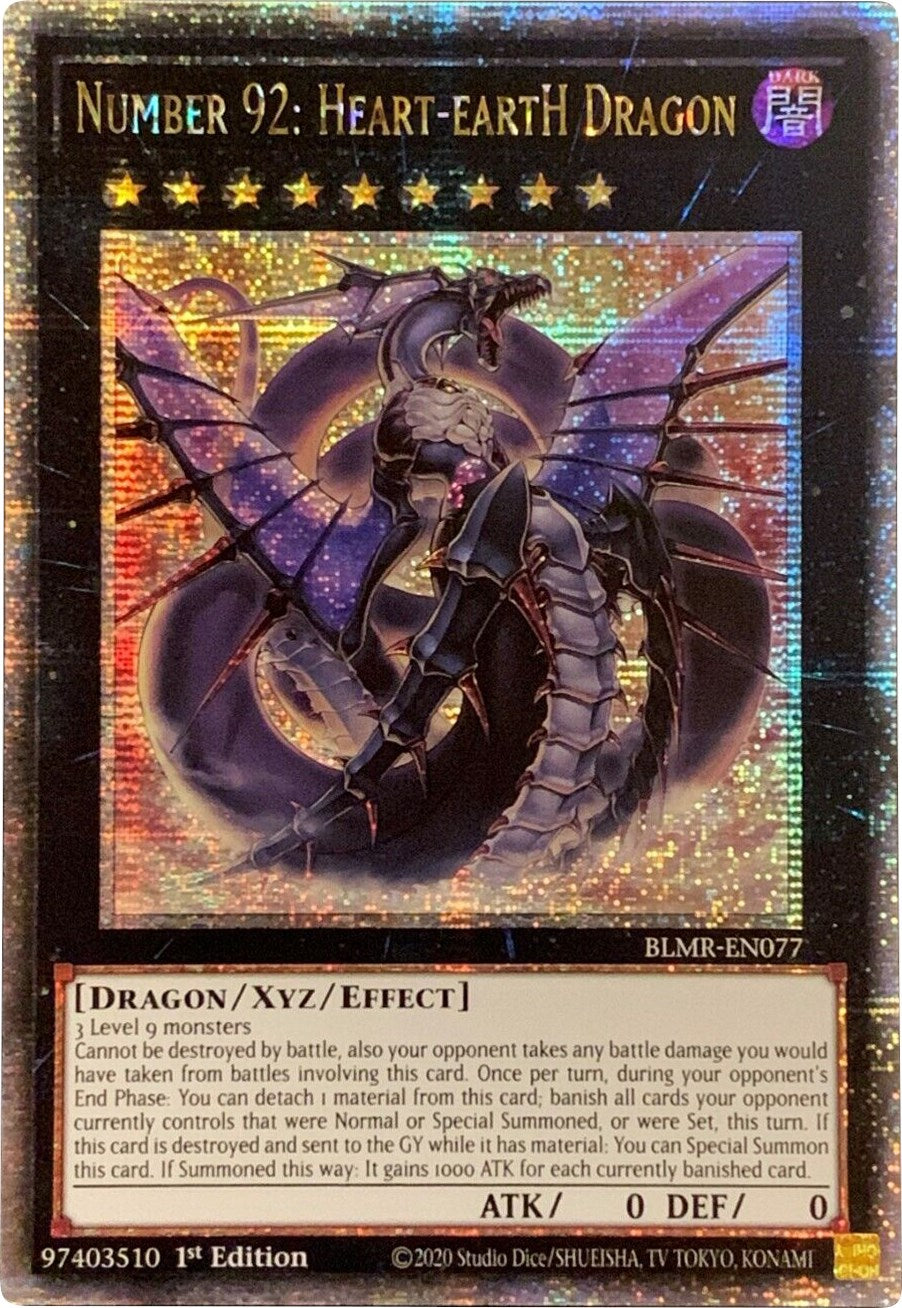 Number 92: Heart-eartH Dragon [BLMR-EN077] Quarter Century Secret Rare | Tables and Towers