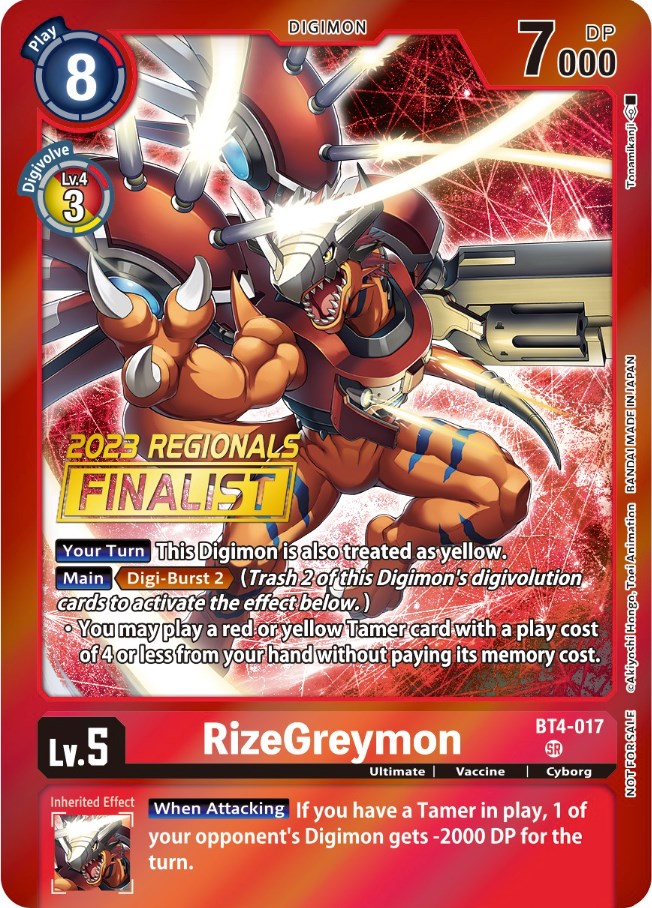 RizeGreymon [BT4-017] (2023 Regionals Finalist) [Great Legend Promos] | Tables and Towers