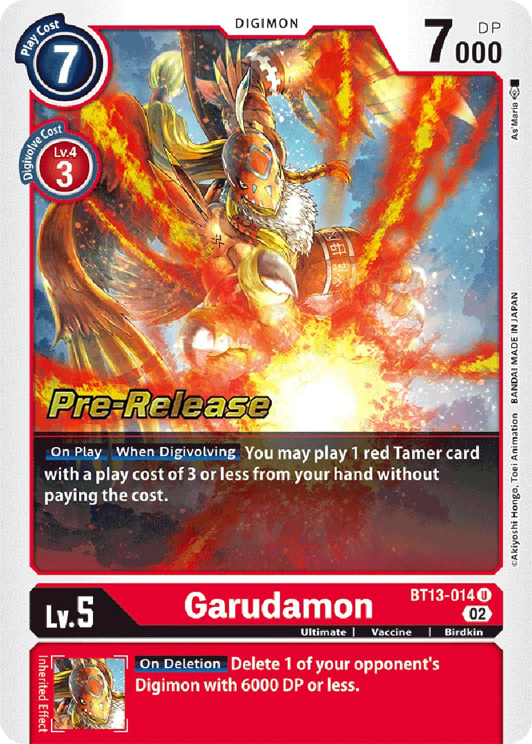 Garudamon [BT13-014] [Versus Royal Knight Booster Pre-Release Cards] | Tables and Towers