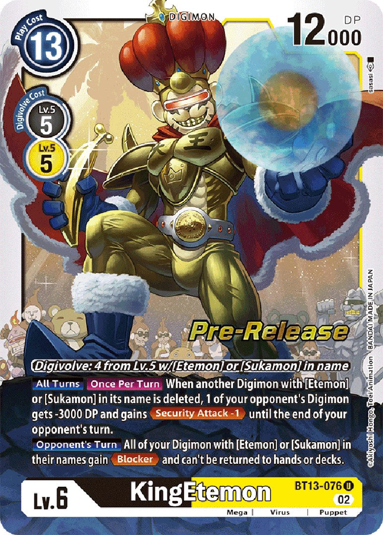 KingEtemon [BT13-076] [Versus Royal Knight Booster Pre-Release Cards] | Tables and Towers