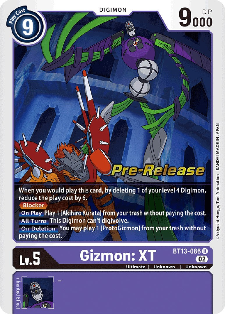 Gizmon: XT [BT13-086] [Versus Royal Knight Booster Pre-Release Cards] | Tables and Towers