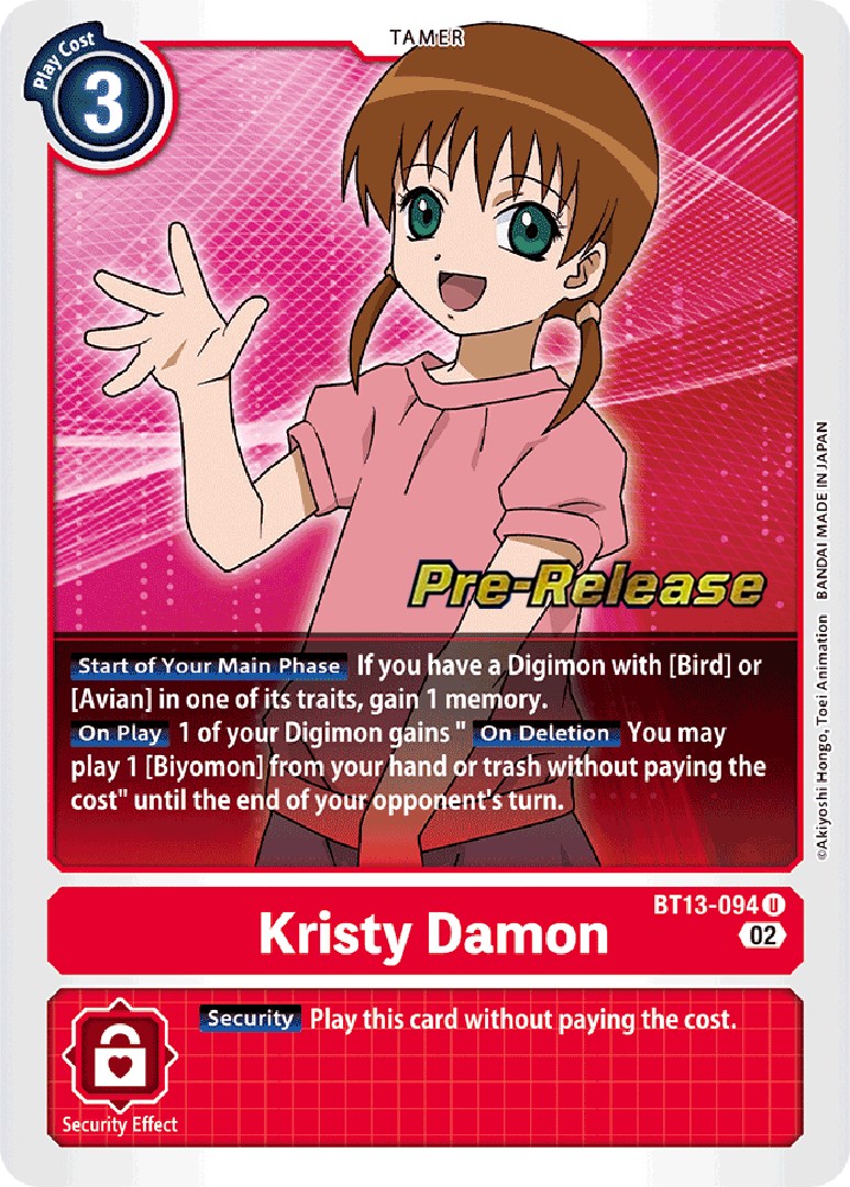 Kristy Damon [BT13-094] [Versus Royal Knight Booster Pre-Release Cards] | Tables and Towers