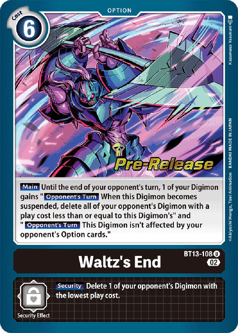 Waltz's End [BT13-108] [Versus Royal Knight Booster Pre-Release Cards] | Tables and Towers